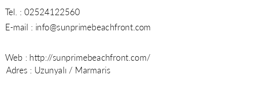 Sunprime Beachfront Hotel telefon numaralar, faks, e-mail, posta adresi ve iletiim bilgileri